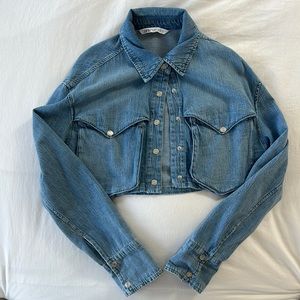 Size small cropped denim shirt